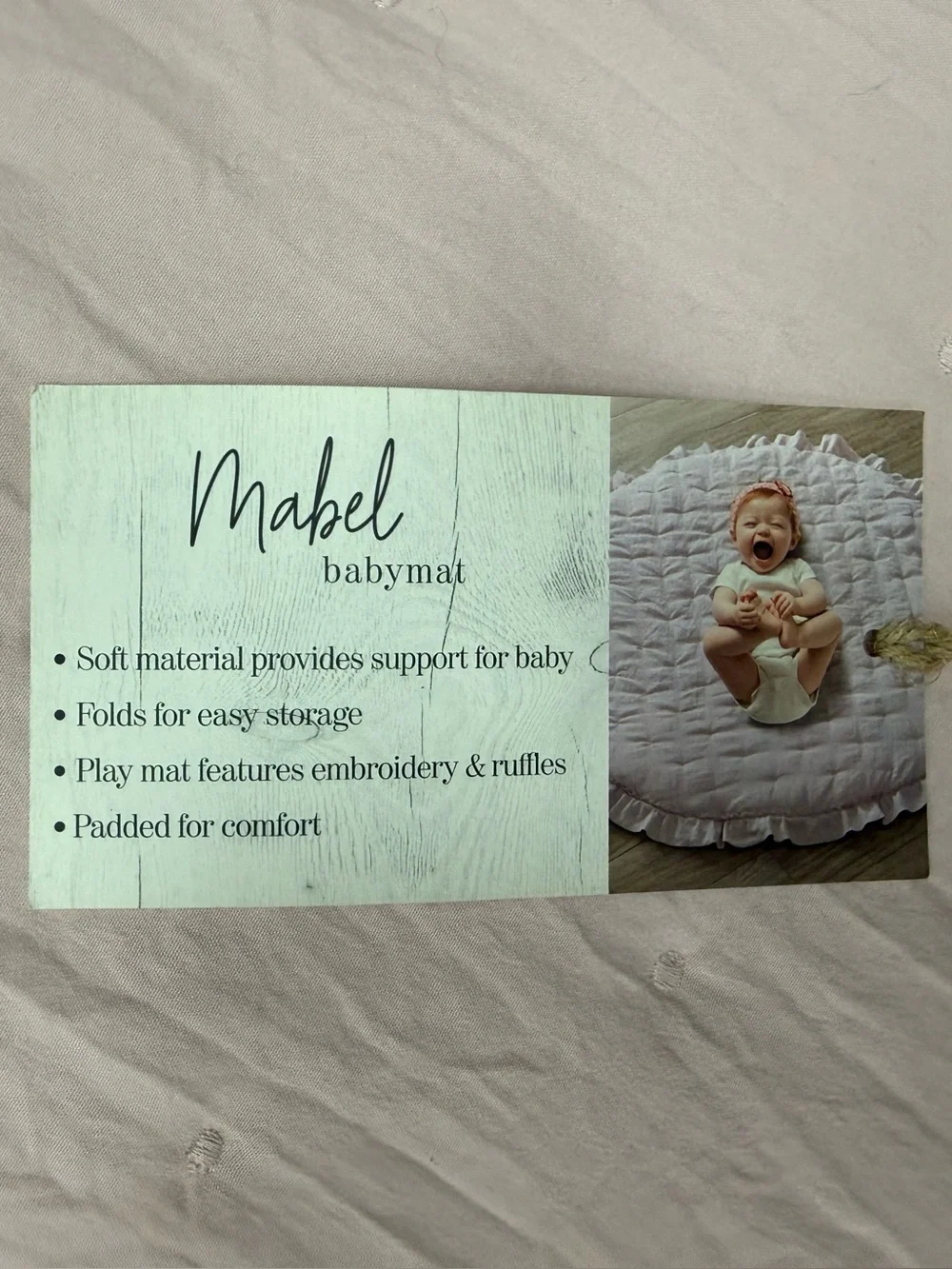 Mabel Baby Mat Pink Ruffled Embroidered Round Play Mat 36” x 36”